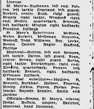 1937 St. Mary's College of Texas vs. Montreal Indians